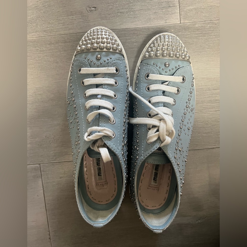 Miu Miu Blue Leather Studded sneakers size 36 - Picture 9 of 14
